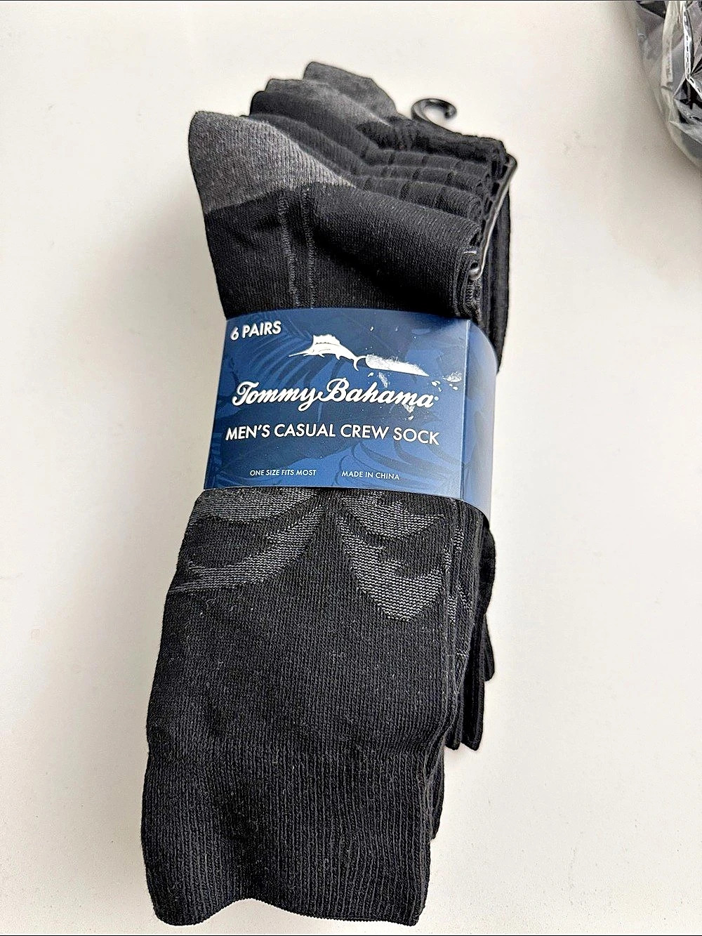 Tommy Bahama Texture 6PK Crew Socks Black